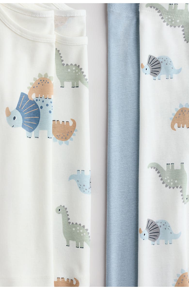 H&M 2-pack Snug Fit Cotton Pyjamas, Alternate, color, White/Dinosaurs