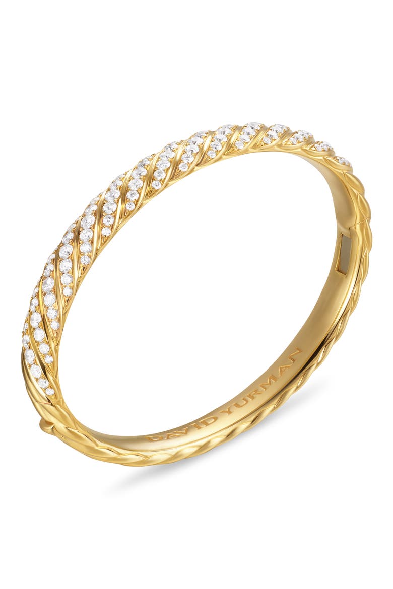 Sculpted Cable Bangle Bracelet in 18K Yellow Gold with Diamonds, 8mm, Alternate, color, DIAMOND/ YELLOW GOLD