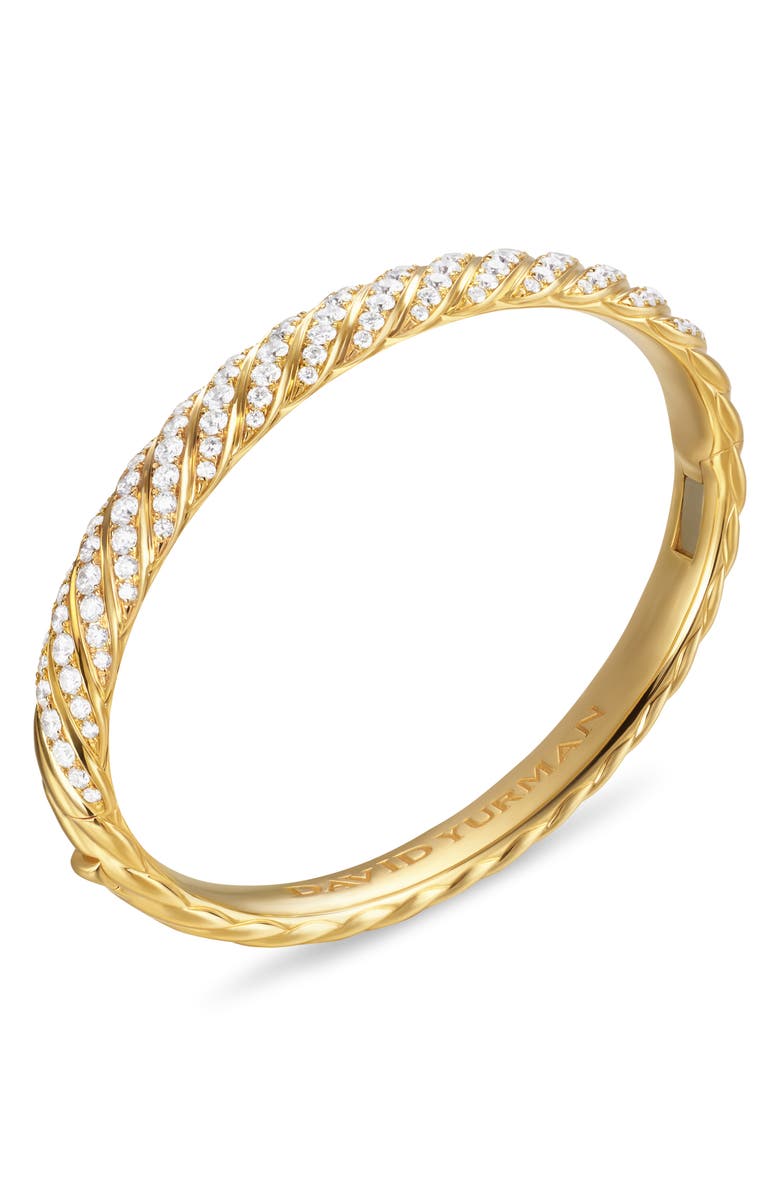 David Yurman Sculpted Cable Bangle Bracelet in 18K Yellow Gold with Diamonds, 8mm, Alternate, color, Diamond/ Yellow Gold