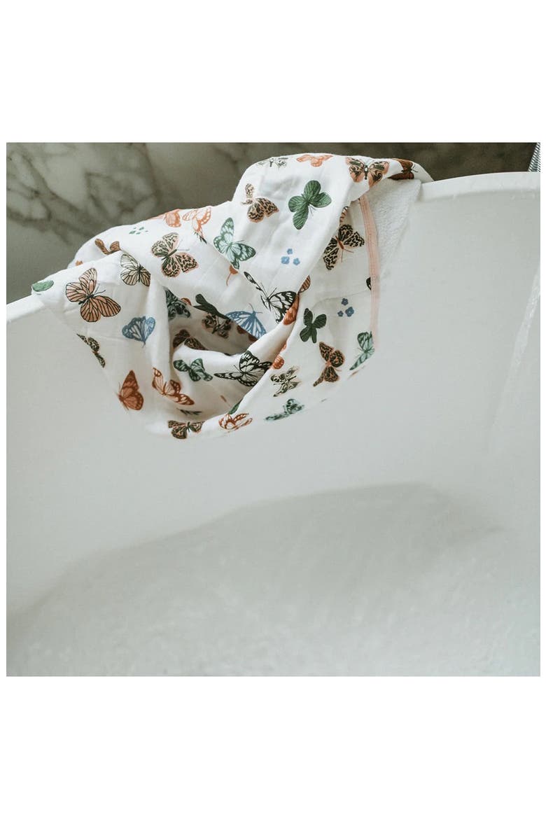 Cotton Muslin & Terry Hooded Towel, Alternate, color, BUTTERFLIES