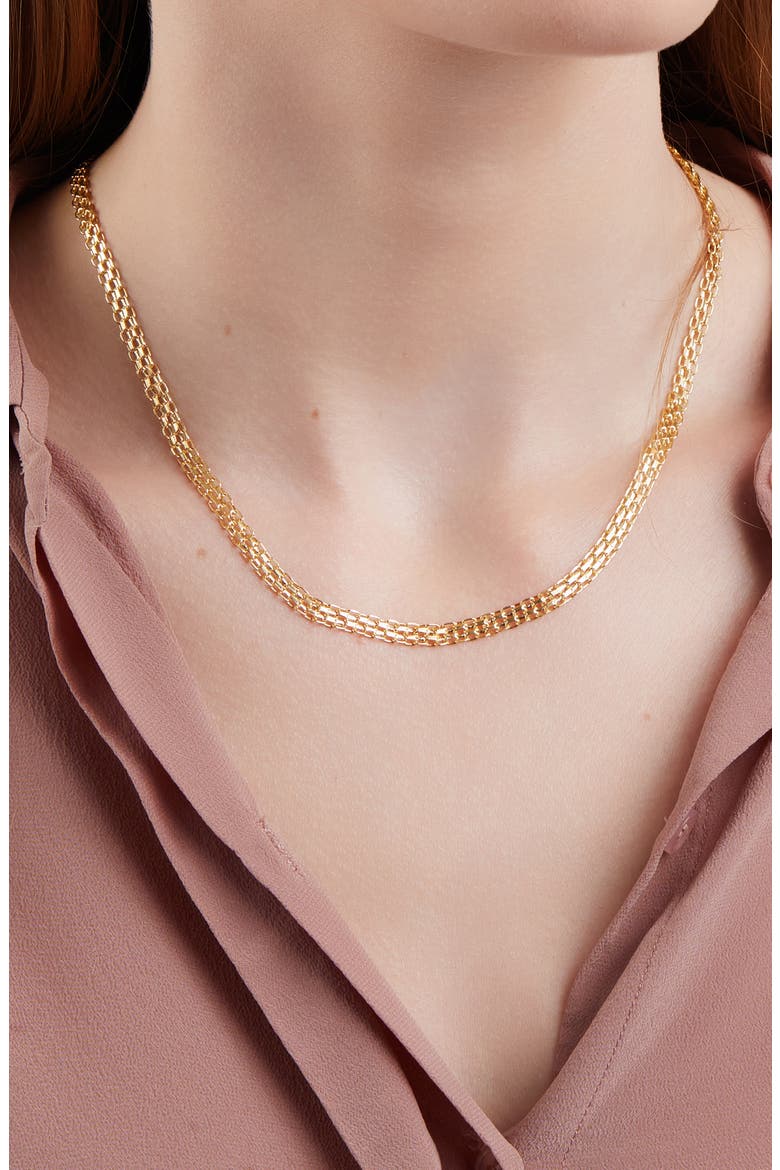 14K Gold Triple Row Flat Chain Link Necklace (Nordstrom Exclusive), Alternate, color, 14K YELLOW GOLD