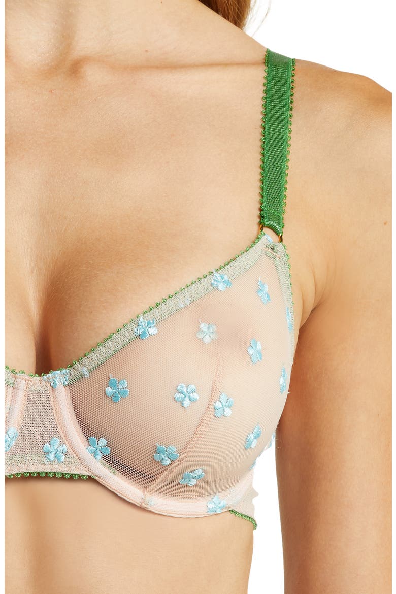Lumi Embrodiered Mesh Underwire Bra, Alternate, color, GRASS GREEN
