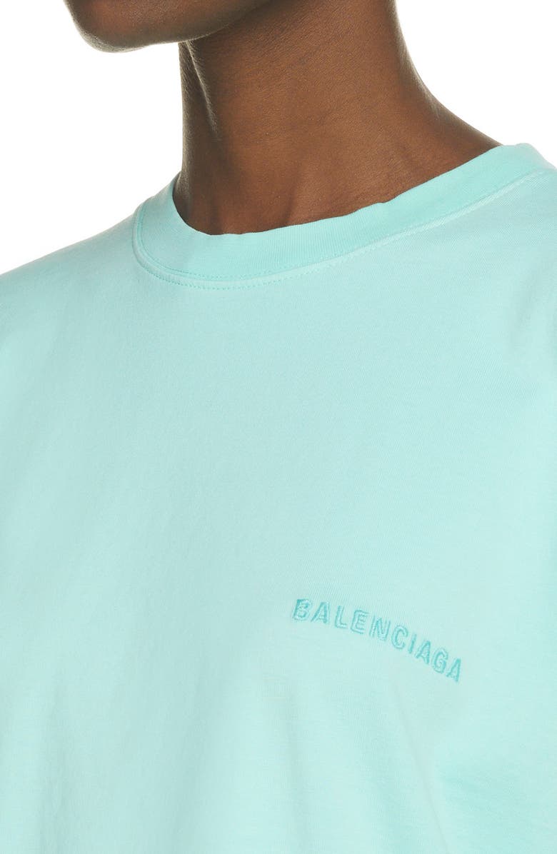 Balenciaga Embroidered Logo Cotton T-Shirt, Alternate, color,