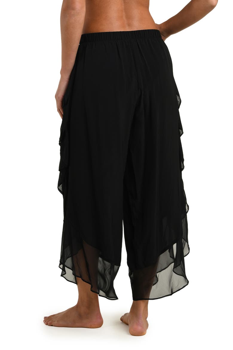 Adonis Ruffle Crop Chiffon Cover-Up Pants, Alternate, color, BLACK
