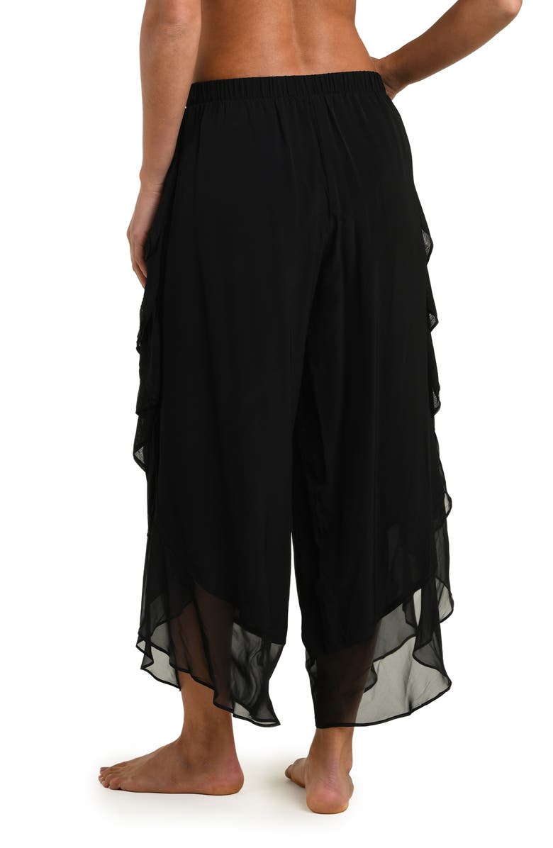 L'AGENCE Adonis Ruffle Crop Chiffon Cover-Up Pants, Alternate, color, Black