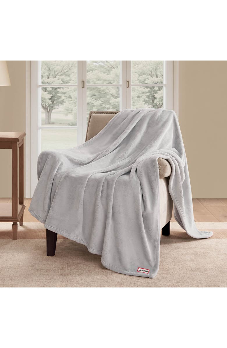 Hunter Coco Flannel Throw Blanket, Alternate, color, Glacier Gray