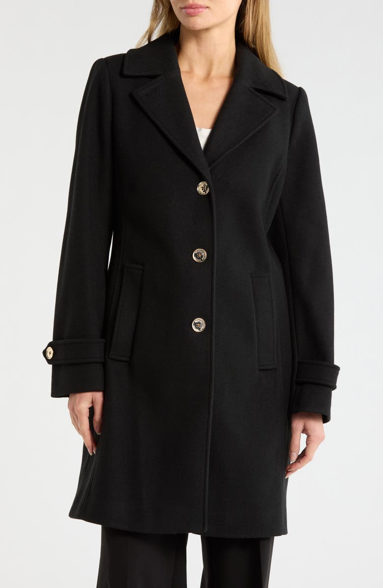 Michael Kors Notch Lapel Coat, Alternate, color, Black