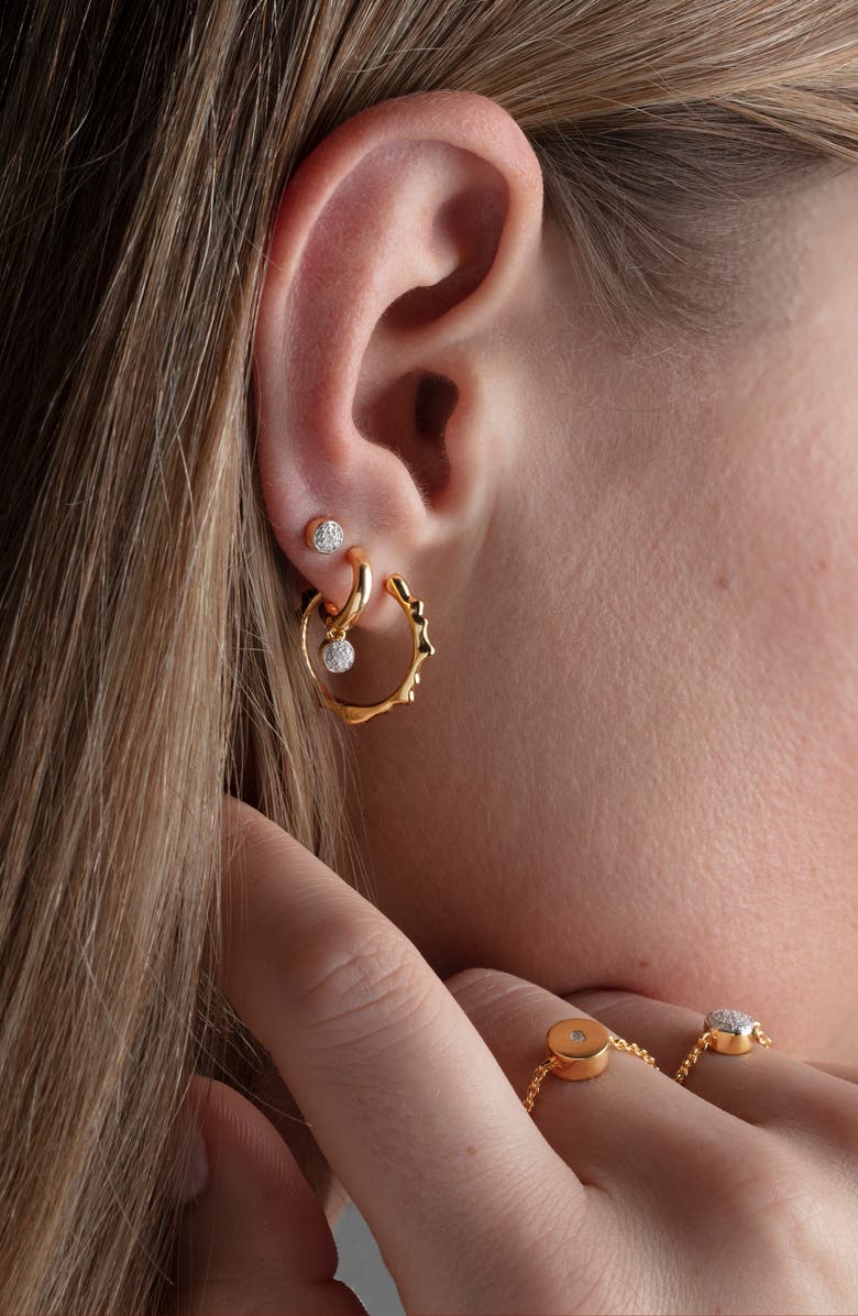 Monica Vinader Fiji Tiny Button Diamond Stud Earrings, Alternate, color, Yellow Gold