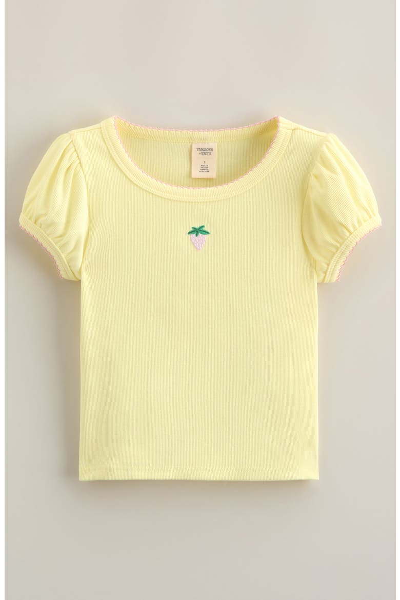 Kids' Rib Top, Main, color, YELLOW STRAWBERRY EMBROIDERY
