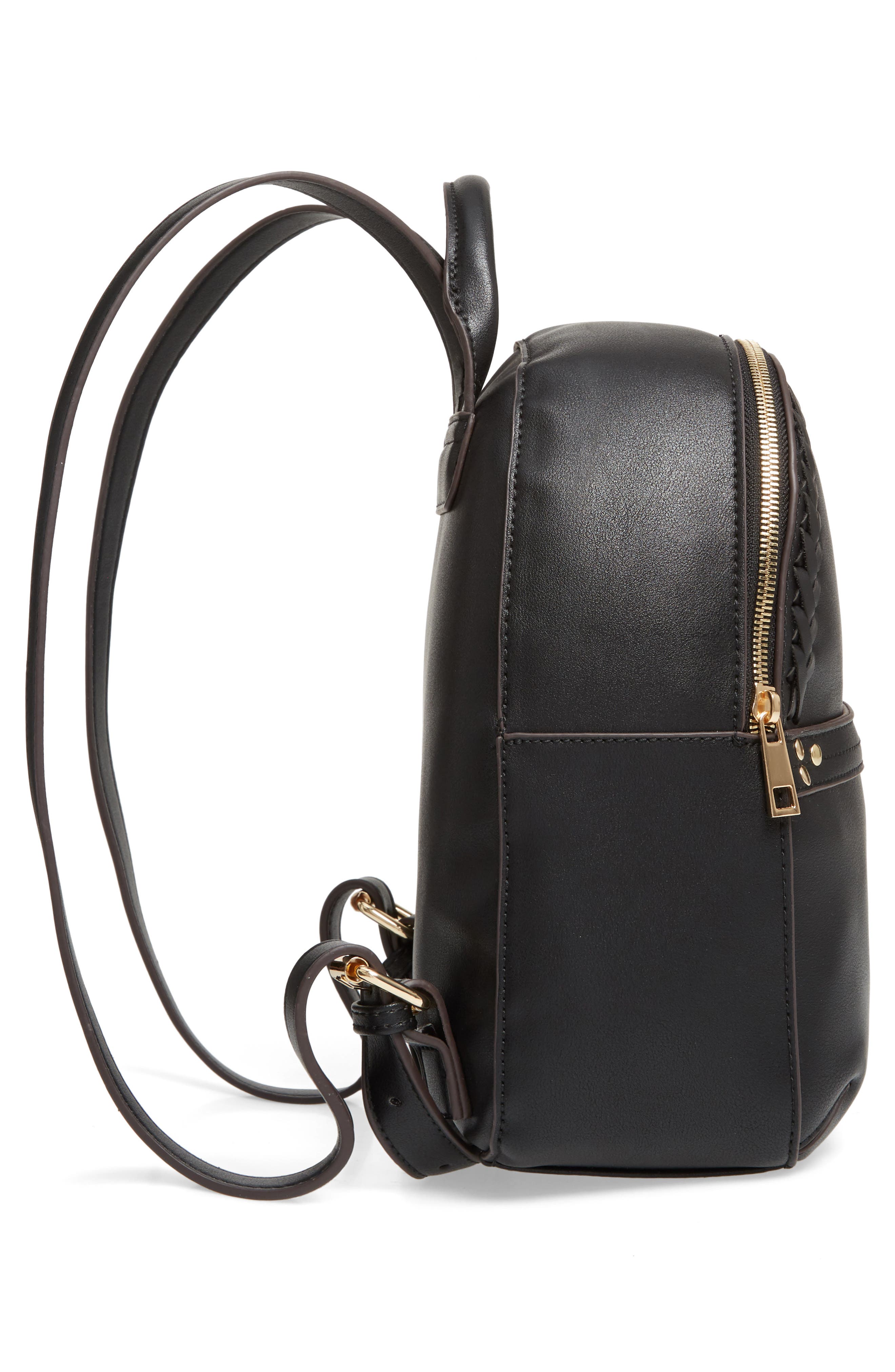 Dayla Faux Leather Backpack, Alternate, color, BLACK