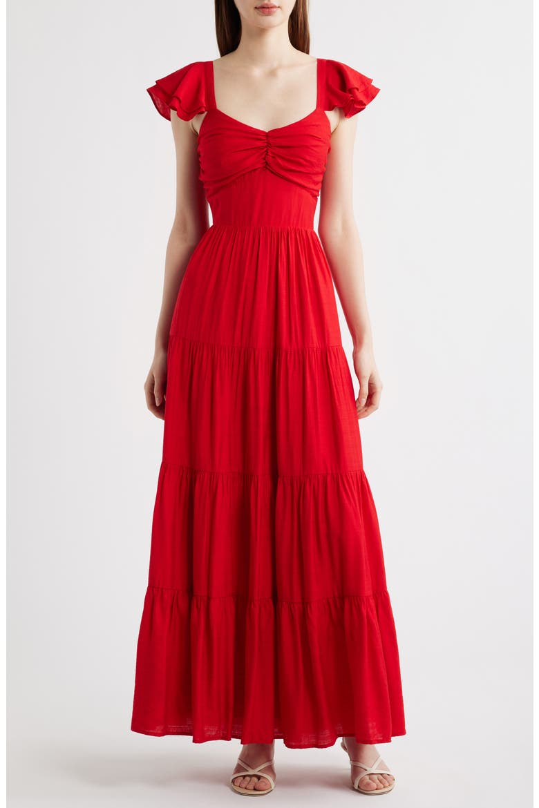 Tiered Maxi Dress, Main, color, RED