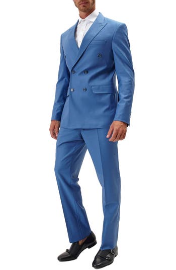 Ron Tomson Super 120s Wool Double Breasted Tuxedo Jacket