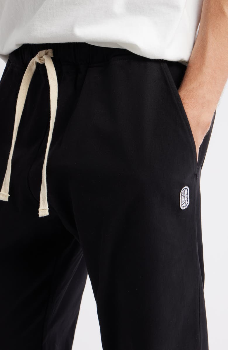 STANDARD ISSUE Standard Cotton Stretch Poplin Drawstring Slacker Pants, Alternate, color, Black