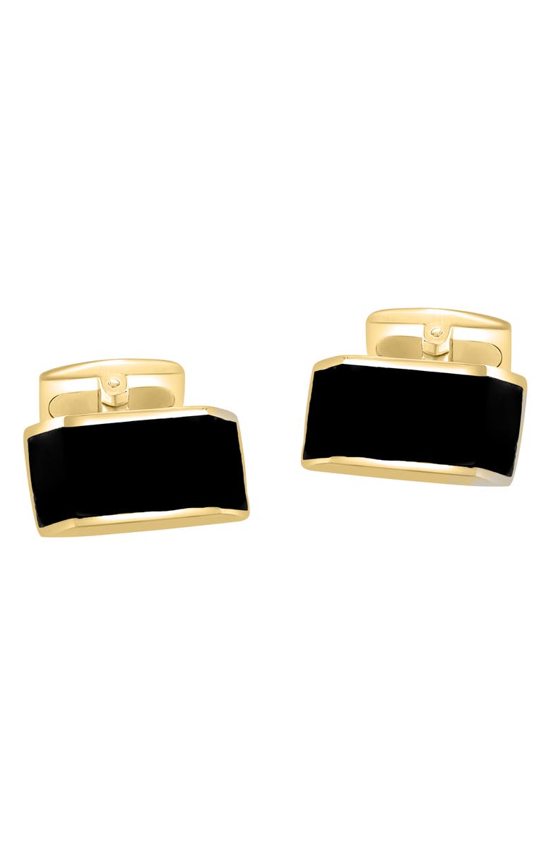 EFFY 14K Gold Plated Sterling Silver Onyx Cuff Links, Alternate, color, 