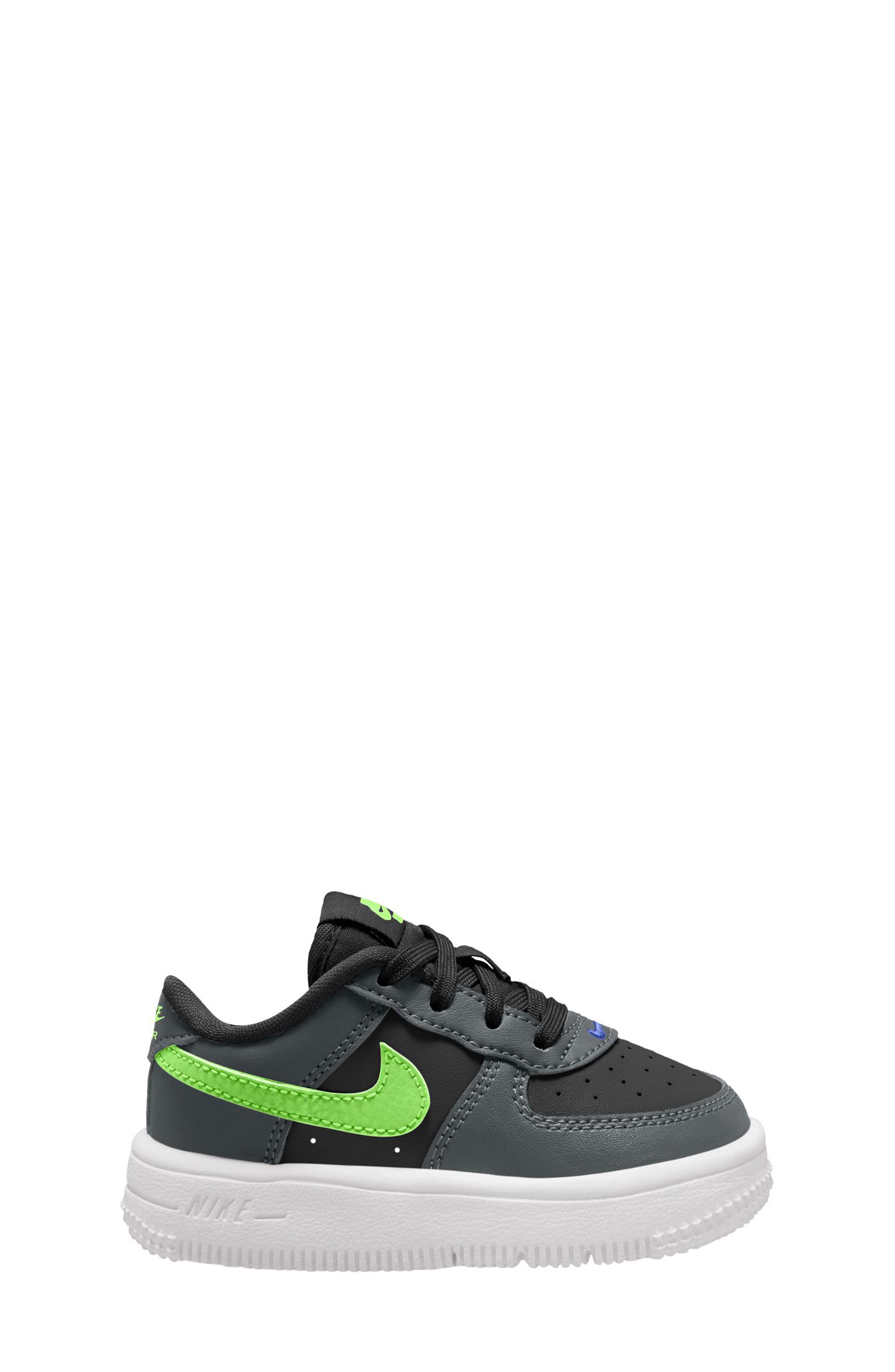 Nike Kids' Air Force 1 Sneaker, Alternate, color, Black/ Lime Blast/ Smoke Grey