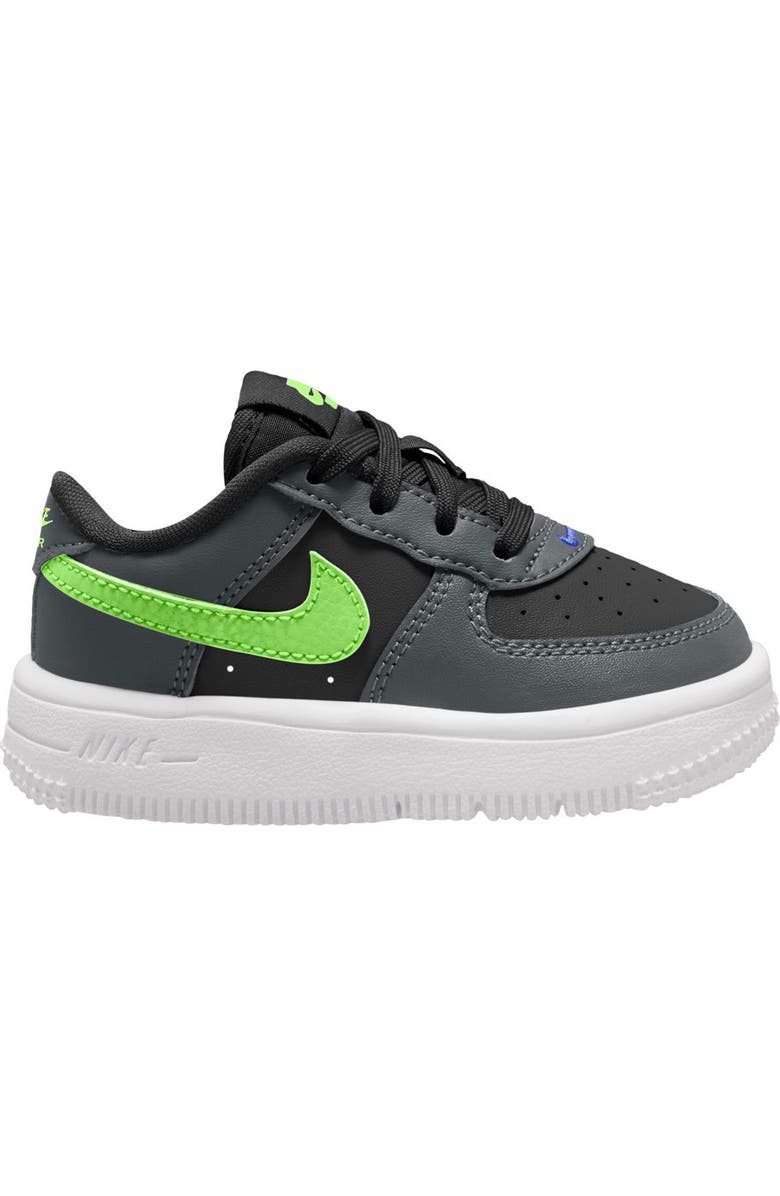 Nike Kids' Air Force 1 Sneaker, Alternate, color, Black/ Lime Blast/ Smoke Grey