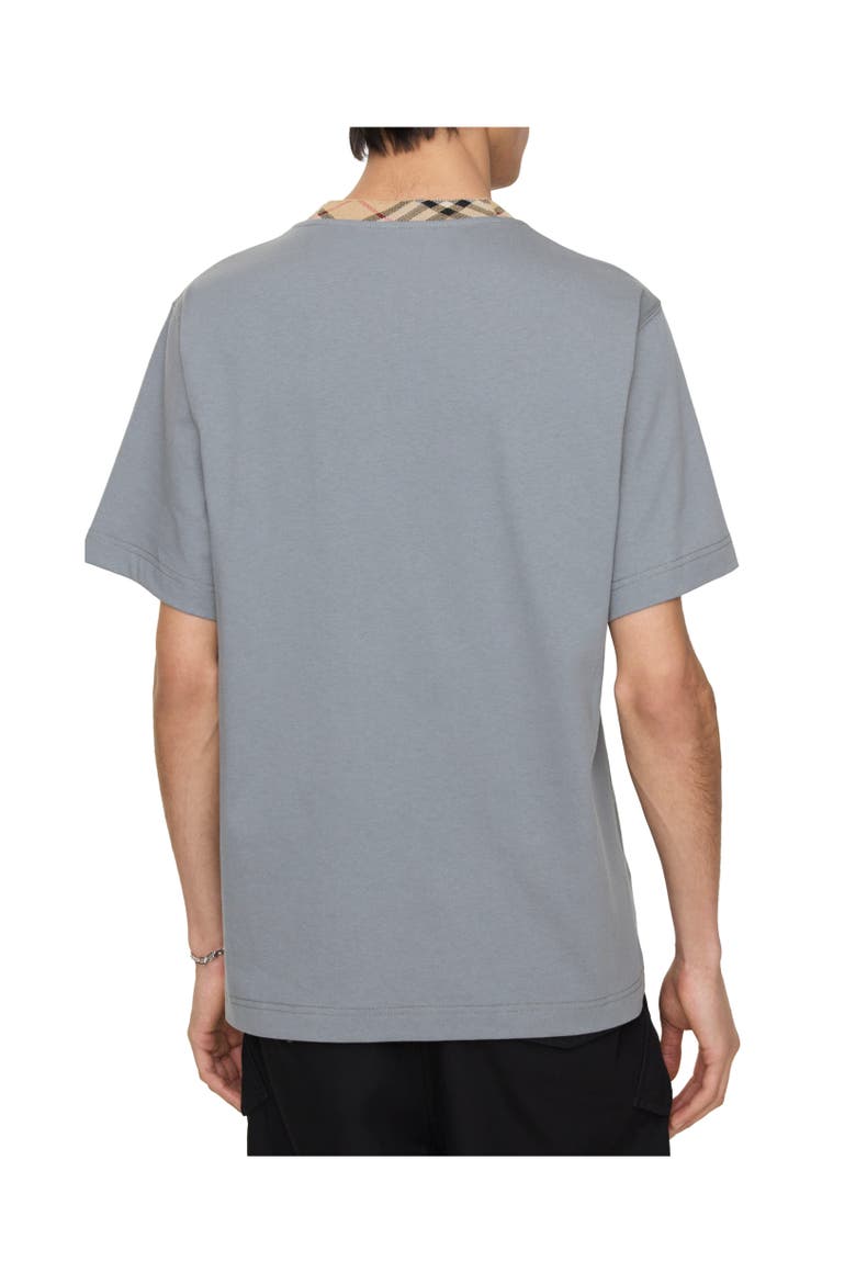 Check Trim Cotton T-shirt, Alternate, color, Forecast grey