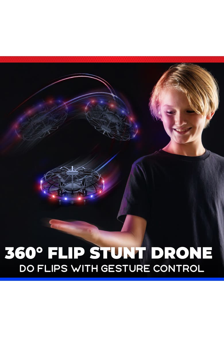 Scoot LED Hand Operated Drone - Red/Blue, Alternate, color, Black
