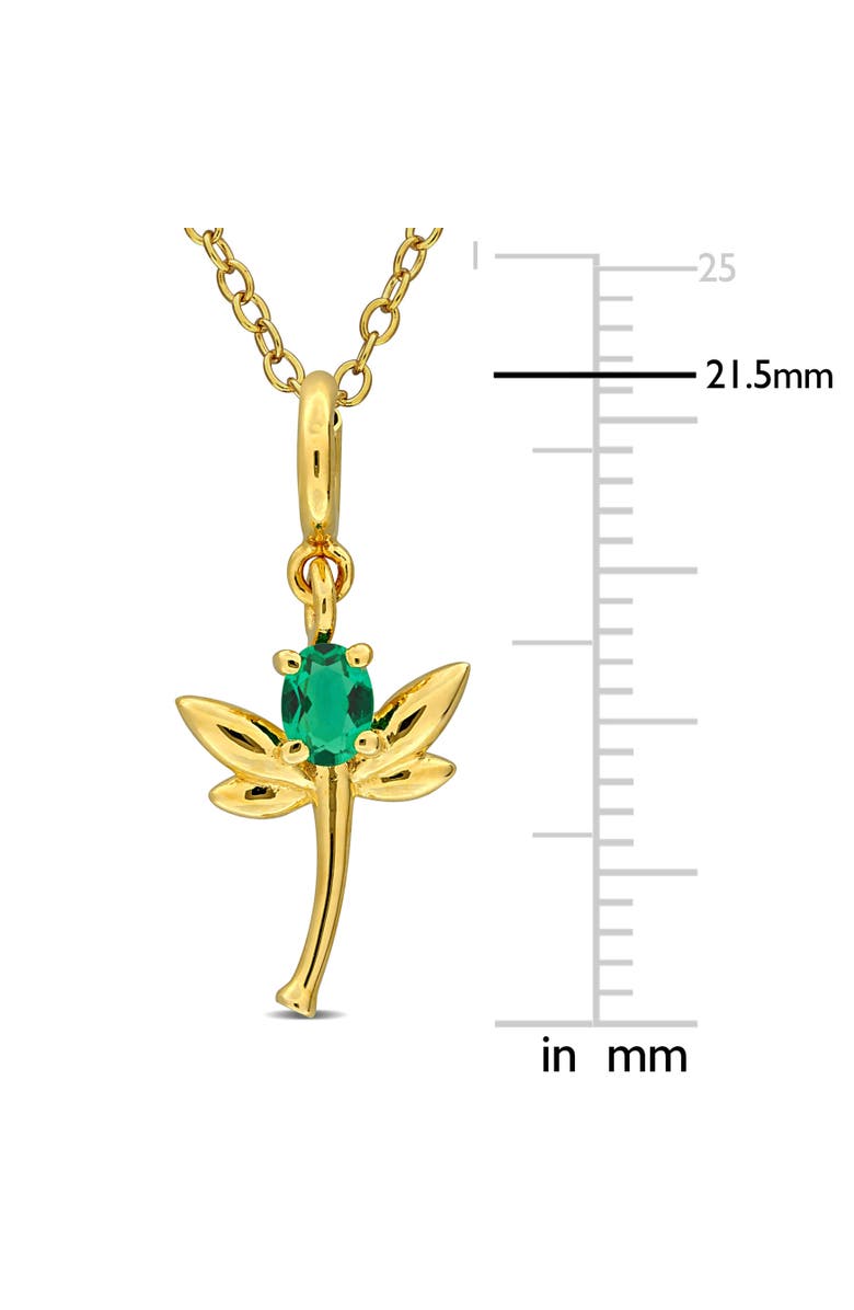 Julianna B. Lab-Created Emerald & Diamond Dragonfly Pendant Necklace, Alternate, color, Created Emerald