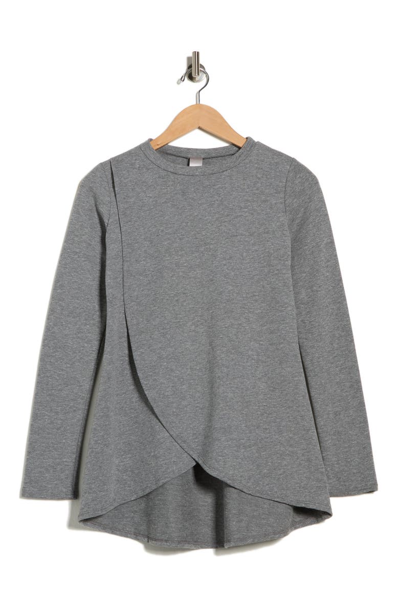 Long Sleeve Cross Hem T-Shirt, Alternate, color, DARK DULL GRAY