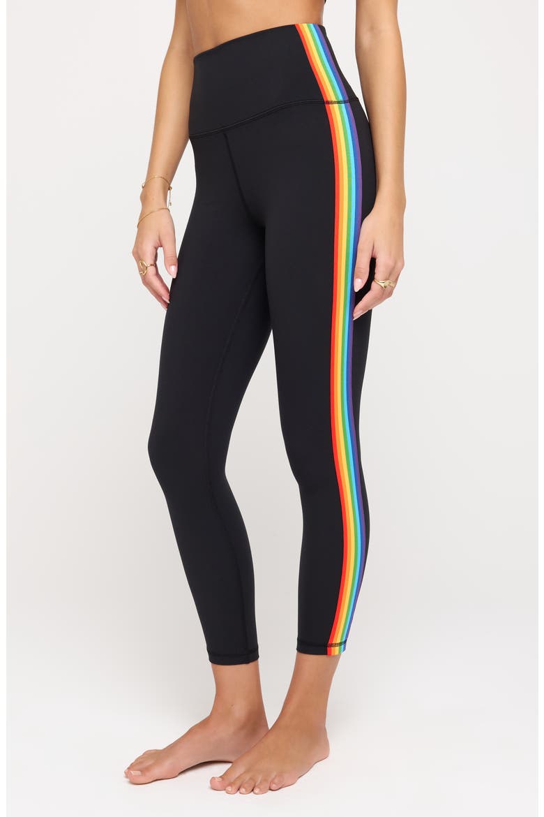 Ada Rainbow Stripe High Waist Dream Tech Jersey 7/8 Leggings, Alternate, color, BLACK