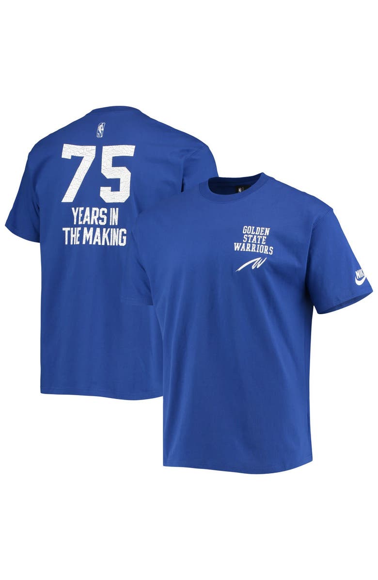 Nike Men's Nike Royal Golden State Warriors 2021/22 Classic Edition Warriors Origins Courtside T-Shirt, Main, color, 