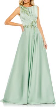 Mac Duggal Floral Applique Sleeveless A Line Gown
