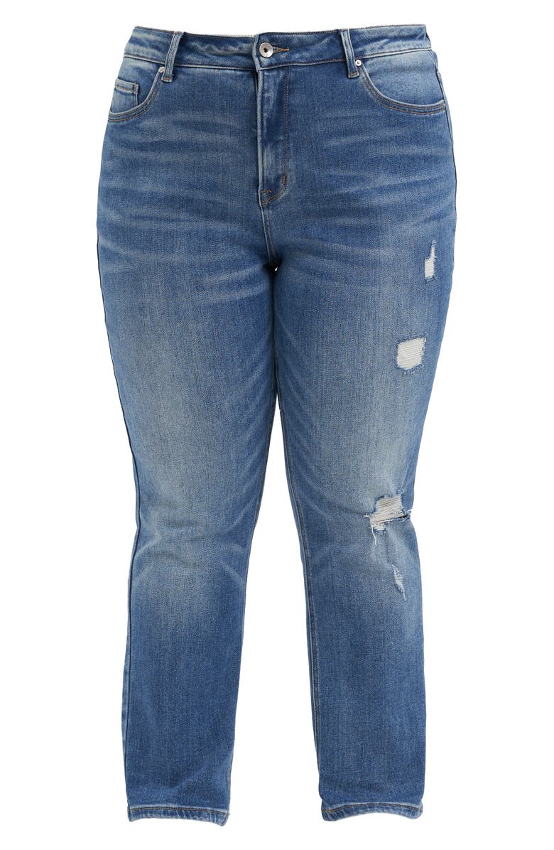 Bayeas High Waist Distressed Straight Leg Mom Jeans, Alternate, color, 