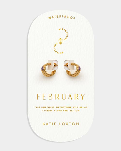 Katie Loxton 'february' Waterproof Gold Birthstone Hoop Earrings In Gold