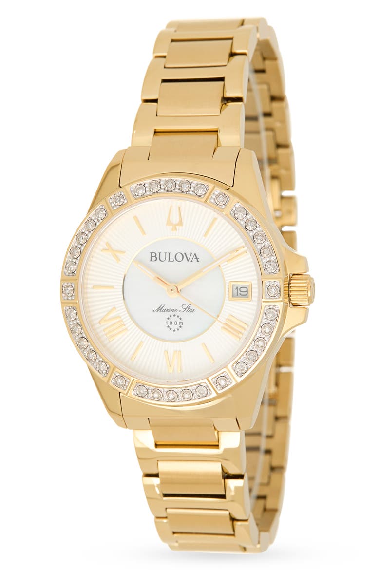 Marine Star Diamond Bracelet Watch, 32mm, Main, color, GOLD