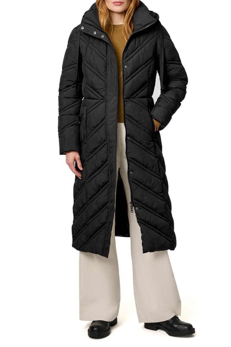 Longline Hooded Puffer Jacket, Alternate, color, BLACK