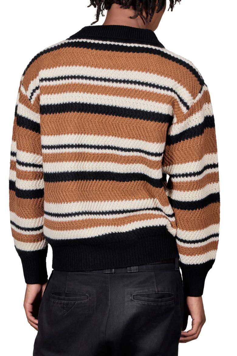 Cooper Stripe Polo Sweater, Alternate, color, BROWN