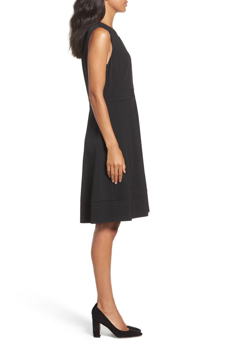 Tahari Pinstripe Fit & Flare Dress, Alternate, color,