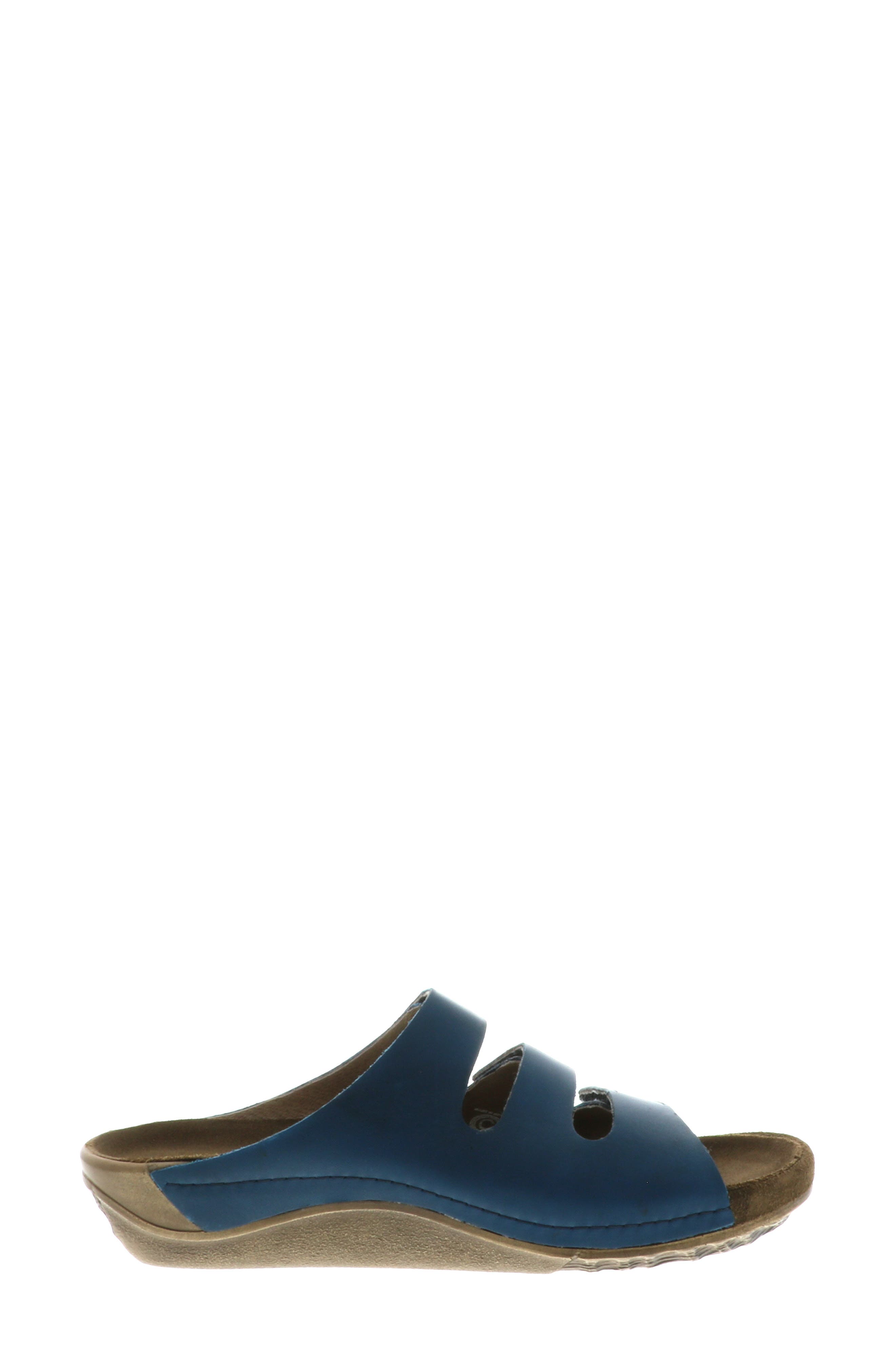 Wolky Nomad Slide Sandal, Alternate, color, Blue Leather