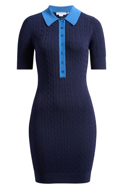 Cable Stitch Polo Sweater Dress (Regular & Plus)