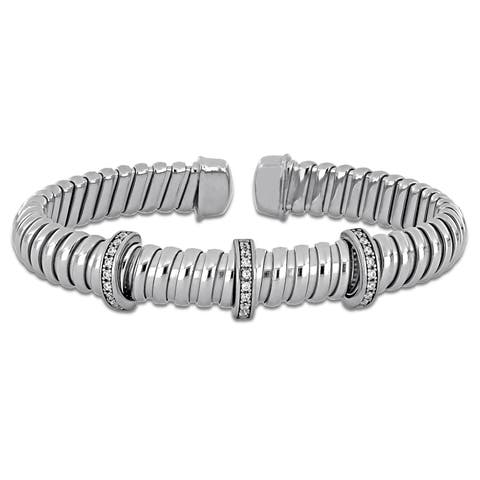 Cubic Zirconia Open Bangle Bracelet