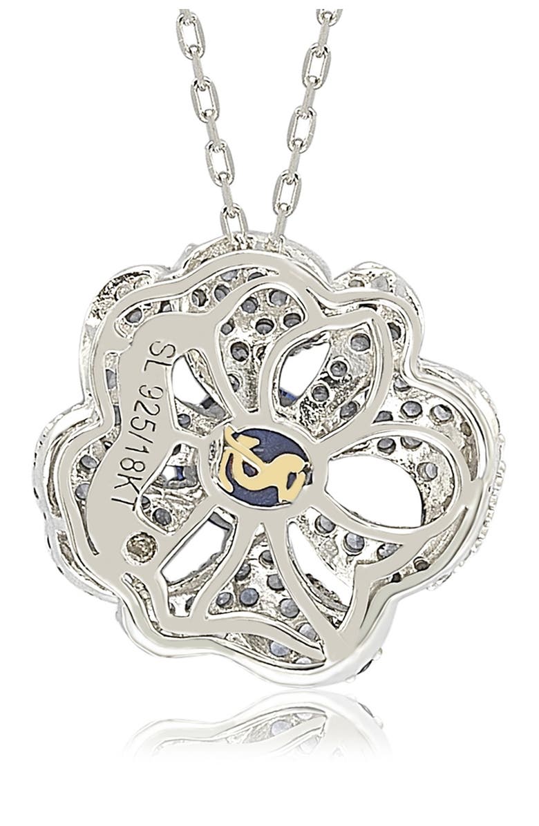 SUZY LEVIAN Sterling Silver Sapphire & Diamond Accent Whimsical Flower Pendant Necklace - 0.02ct., Alternate, color, 