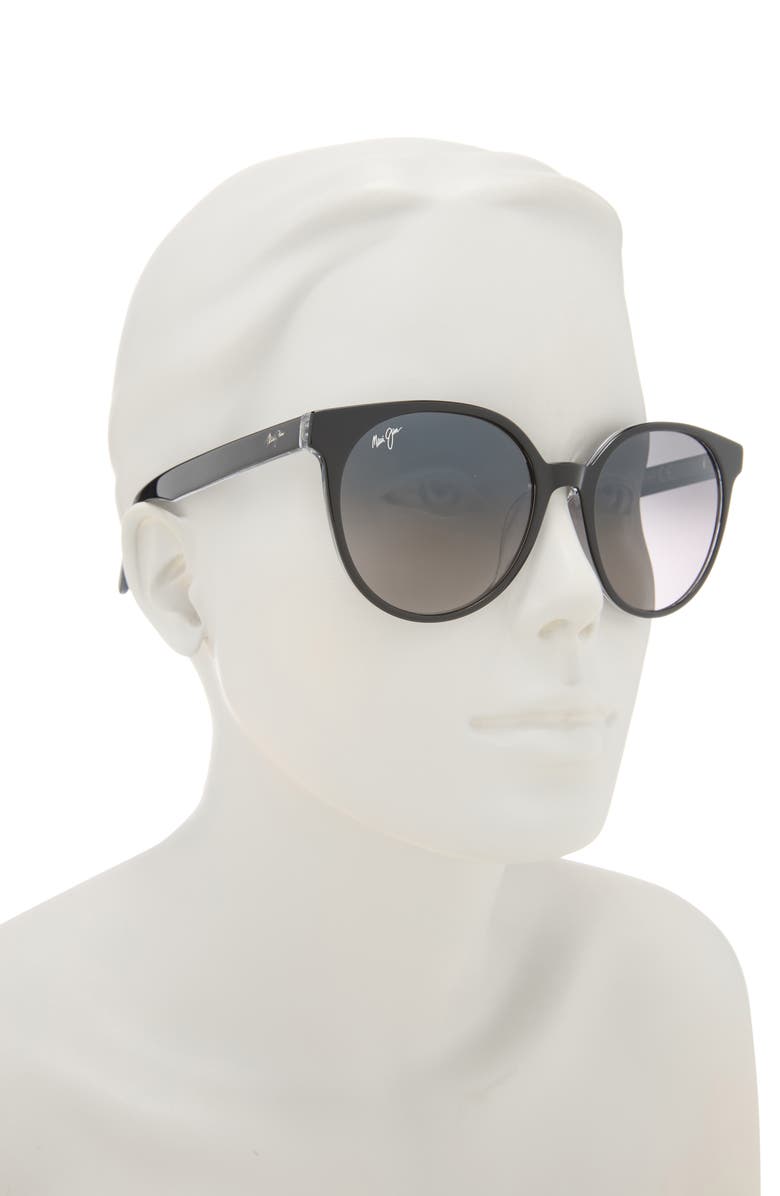 Maui Jim 55mm Core Round Polarized Sunglasses, Alternate, color, Black Black Grey