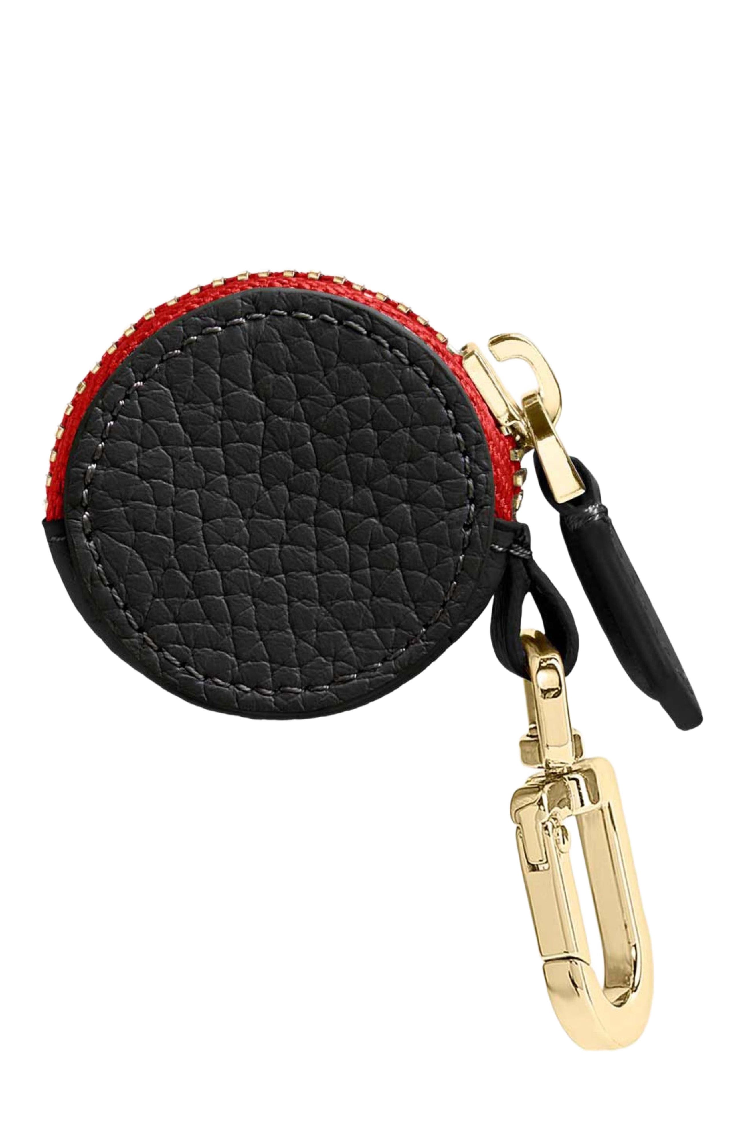 MAISON de SABRÉ Leather AirTag Charm, Alternate, color, Pomegranate Caviar