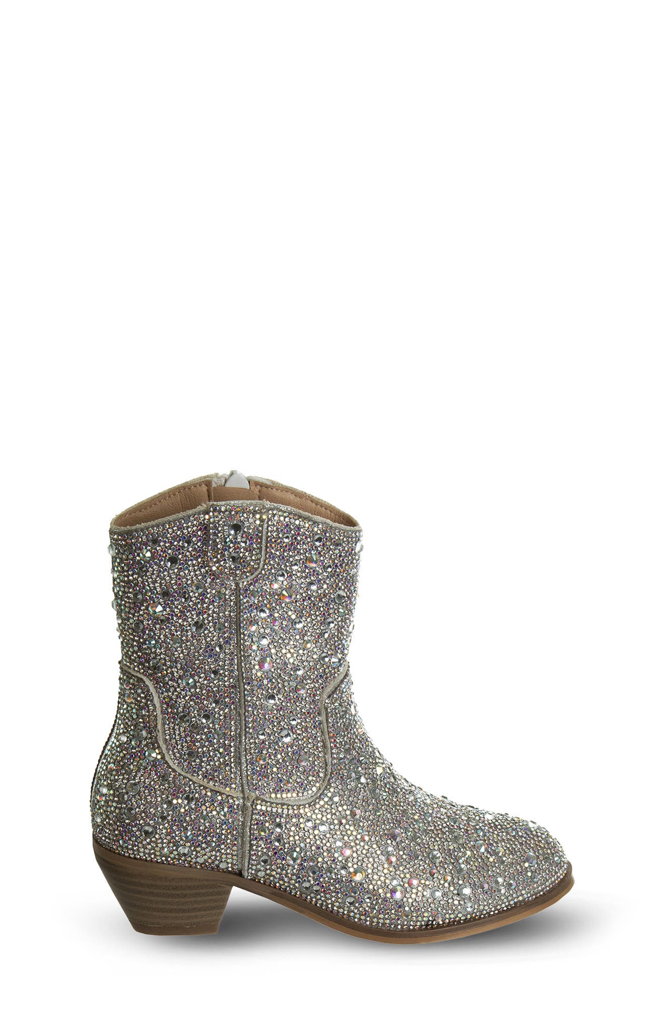Kids' Rhinestone Western Boot, Alternate, color, SILVER