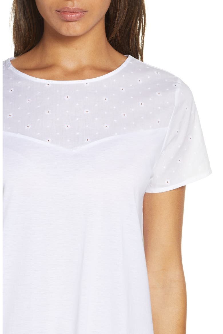 Kiah Eyelet Short Sleeve Nightgown, Alternate, color, WHITE