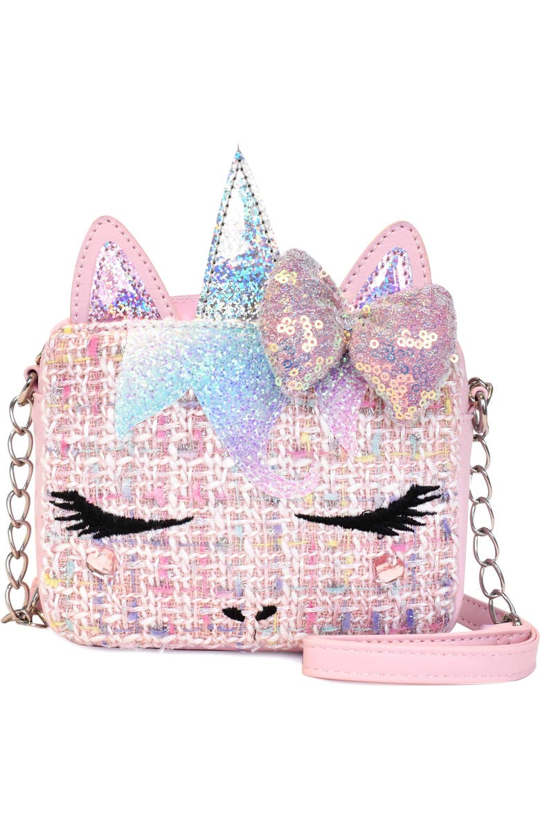 OMG Accessories Kids' Miss Gwen Tweed Crossbody Bag, Main, color,