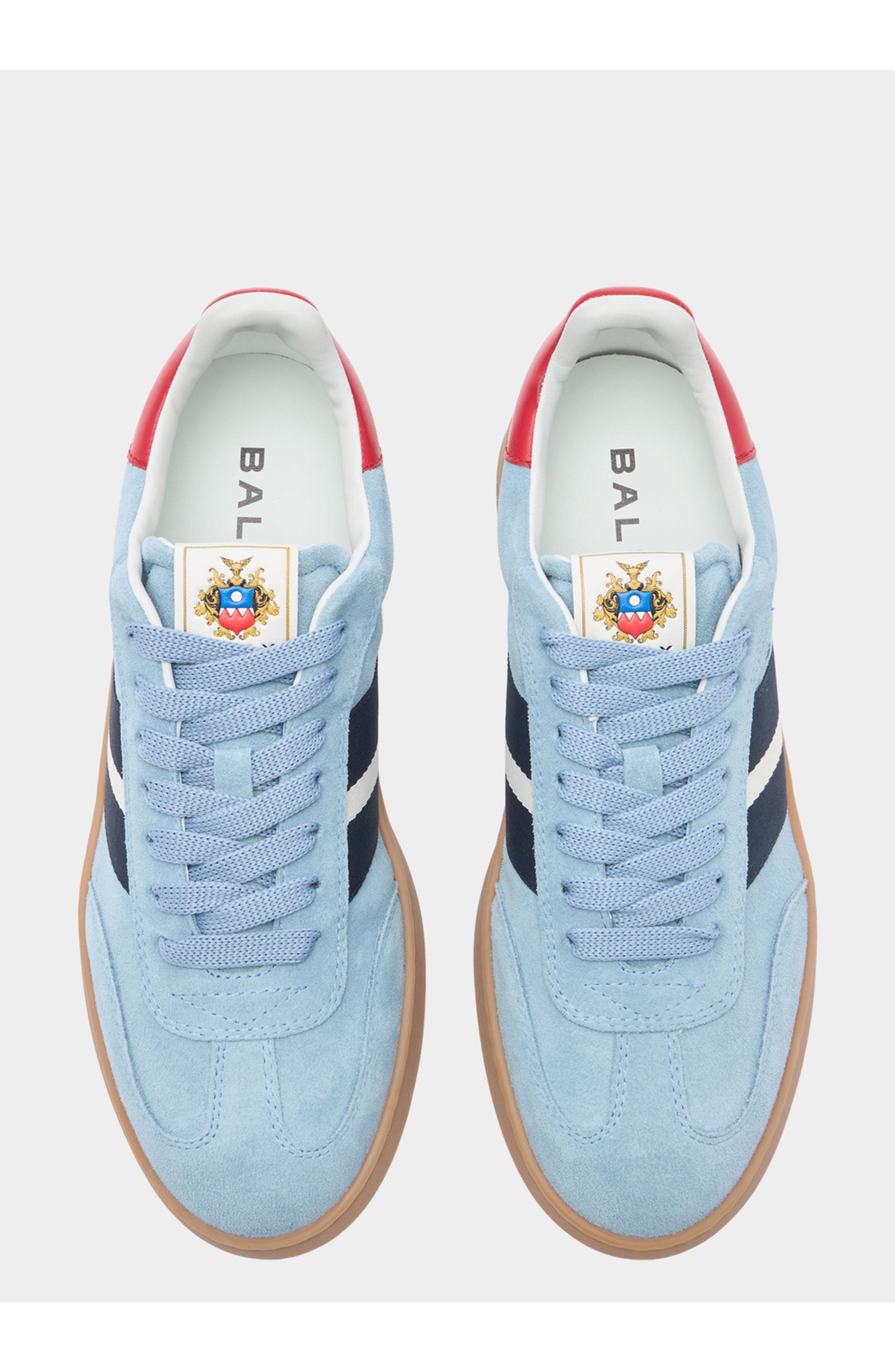 Bally Calf Suede Retro Crest Sneaker, Alternate, color, Blue