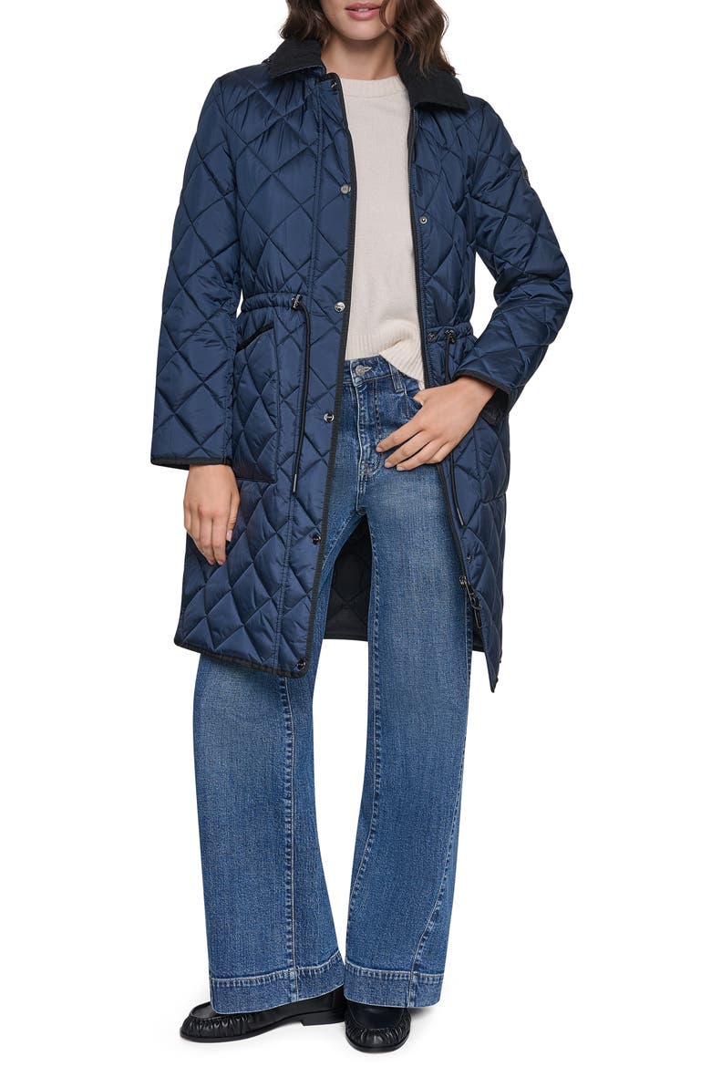 Diamond Quilted Coat, Alternate, color, DARK NAVY