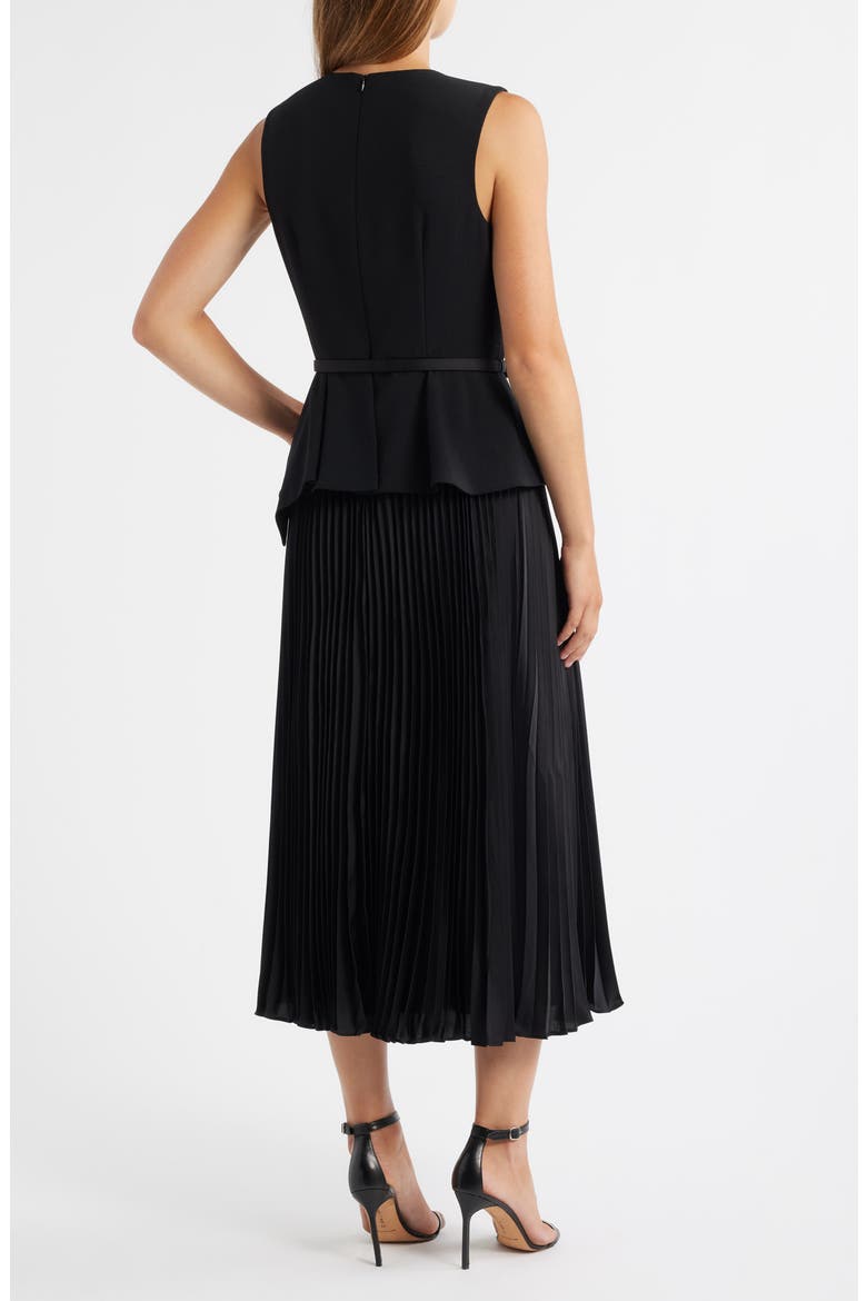 Sleeveless Belted Pleated Maxi Dress, Alternate, color, BLACK