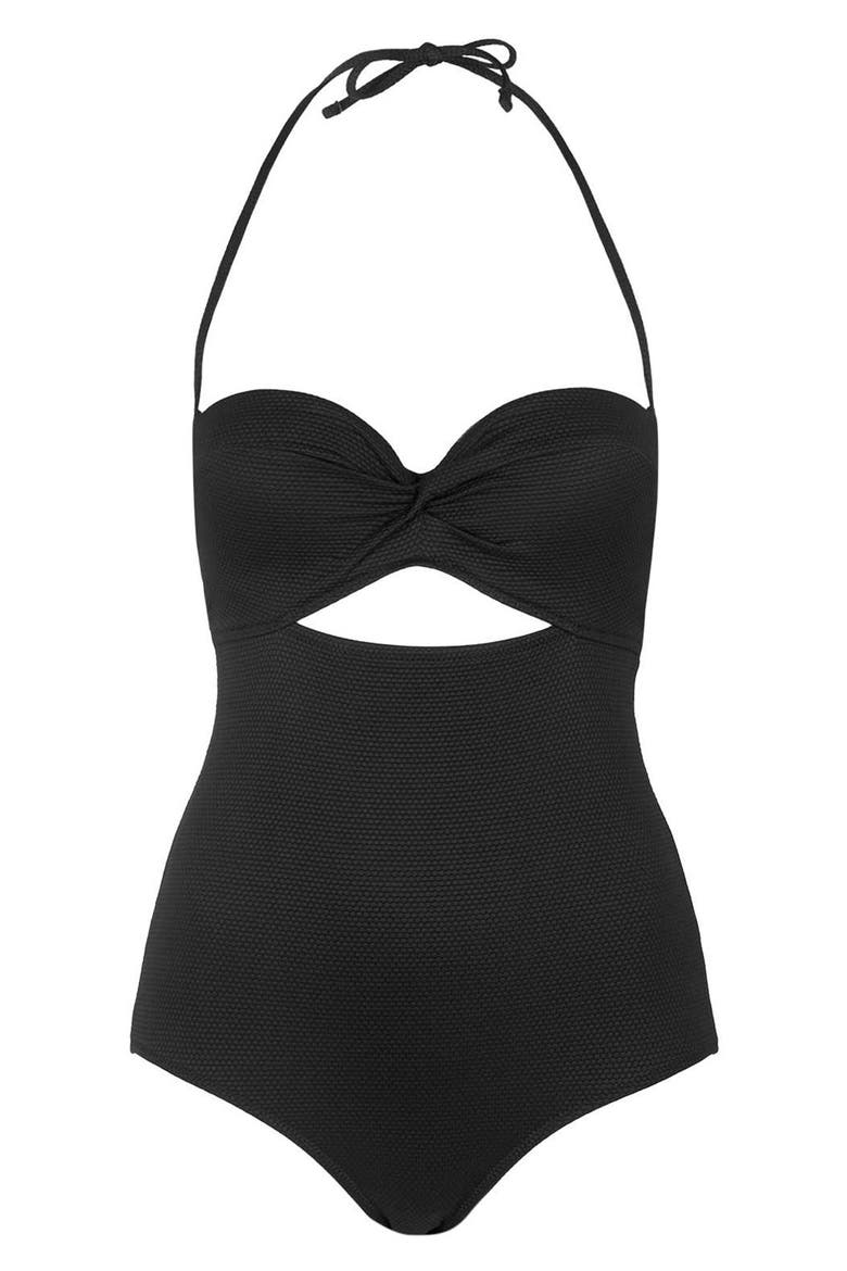 Ruched One Piece Swimsuit, Alternate, color, BLACK