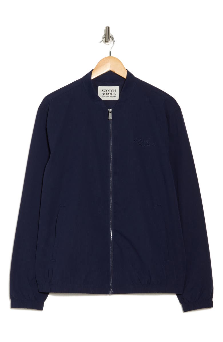 Scotch & Soda Seersucker Full Zip Jacket, Alternate, color, Maritime Blue