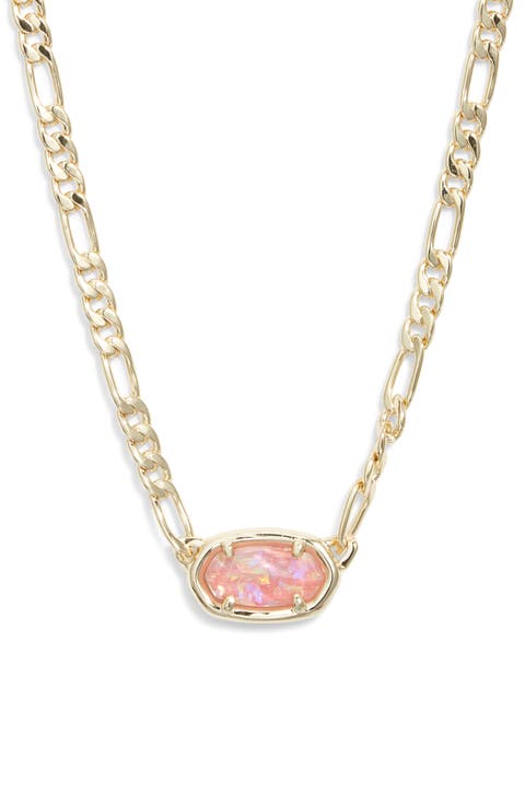 Elisa Mother-of-Pearl Figaro Chain Pendant Necklace