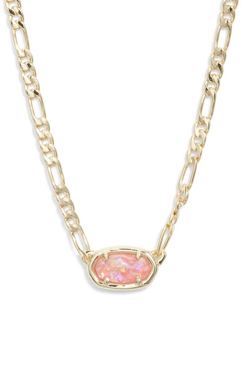 Kendra Scott Elisa Mother-of-Pearl Figaro Chain Pendant Necklace in Gold Pink Iridescent 