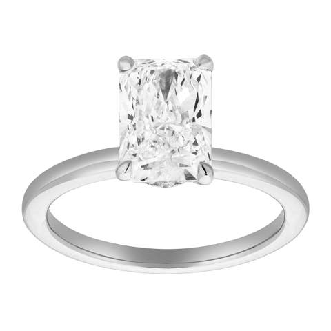 Tia 14K Gold Radiant Lab Grown Diamond Hidden Halo Ring - 2.1 Ct